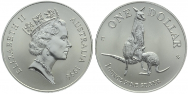 Australien 1 Dollar 1996 Känguru - 1 Unze Feinsilber